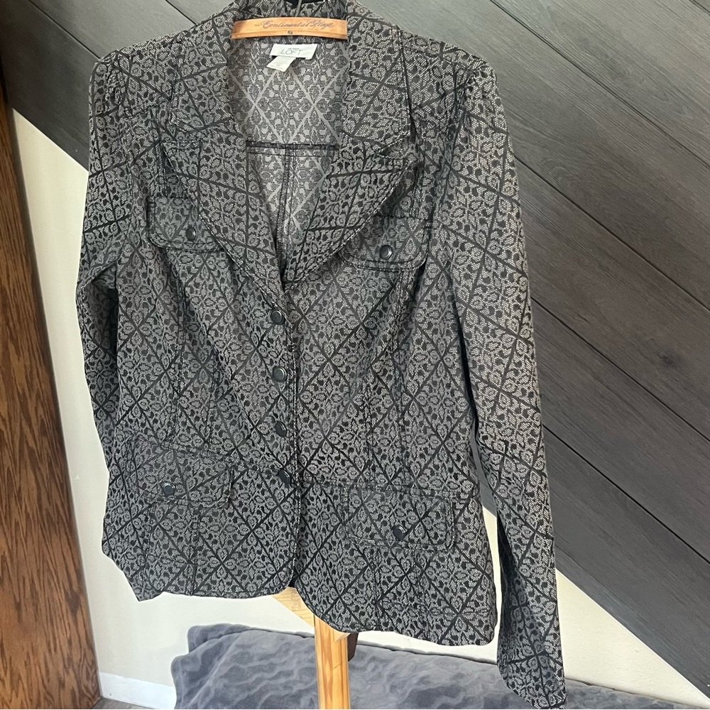 Ann Taylor Grey Patterned Blazer - image 2
